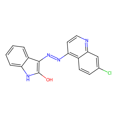 3-[(7-chloroquinolin-4-yl)diazenyl]-1H-indol-2-ol structure