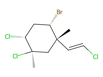 (1R,2R,4S,5S)-4-bromo-1,2-dichloro-5-(2-chloroethenyl)-1,5-dimethylcyclohexane structure