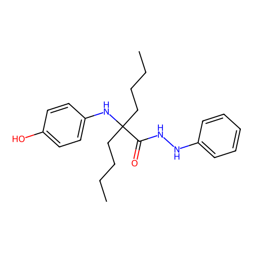 2-Butyl-2-(4-hydroxyanilino)-N-phenylhexanehydrazonic acid structure