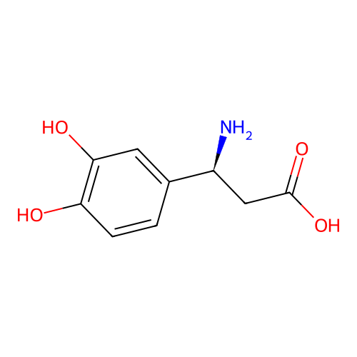 (3S)-3-amino-3-(3,4-dihydroxyphenyl)propanoic acid structure