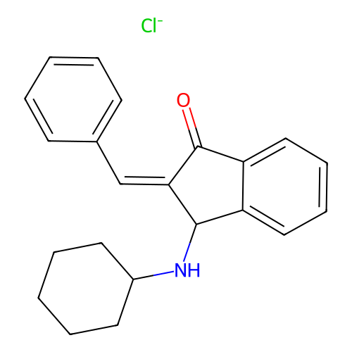 1-Indanone, 2-benzylidene-3-(cyclohexylamino)-, hydrochloride structure