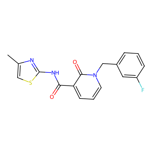 1-[(3-fluorophenyl)methyl]-N-(4-methyl-1,3-thiazol-2-yl)-2-oxo-1,2-dihydropyridine-3-carboxamide structure