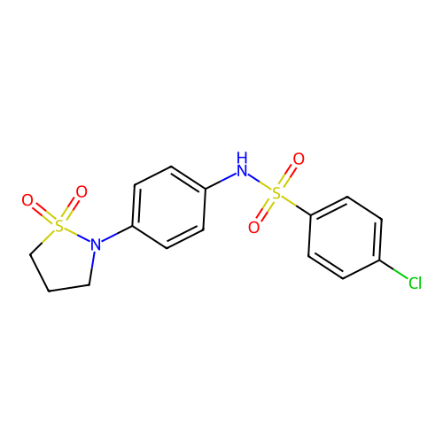 4-chloro-N-(4-(1,1-dioxidoisothiazolidin-2-yl)phenyl)benzenesulfonamide structure