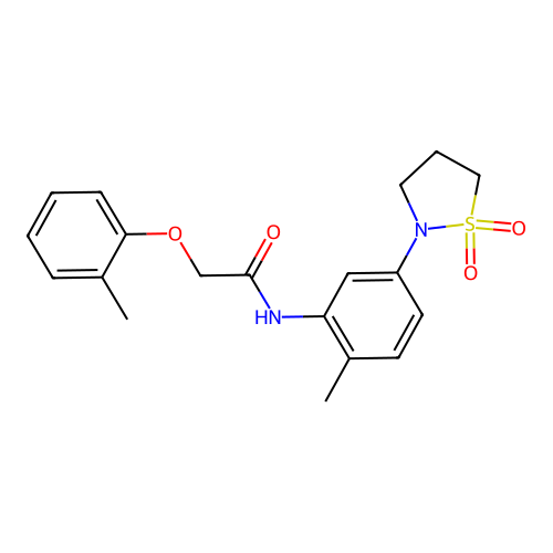 N-(5-(1,1-dioxidoisothiazolidin-2-yl)-2-methylphenyl)-2-(o-tolyloxy)acetamide structure