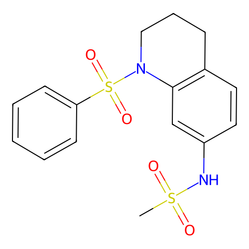 N-[1-(benzenesulfonyl)-3,4-dihydro-2H-quinolin-7-yl]methanesulfonamide structure