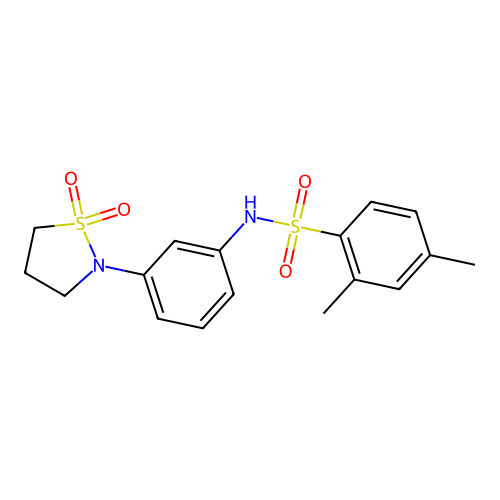 N-(3-(1,1-dioxidoisothiazolidin-2-yl)phenyl)-2,4-dimethylbenzenesulfonamide structure