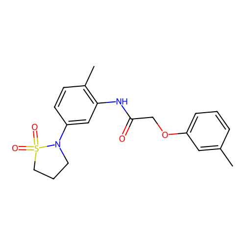 N-(5-(1,1-dioxidoisothiazolidin-2-yl)-2-methylphenyl)-2-(m-tolyloxy)acetamide structure
