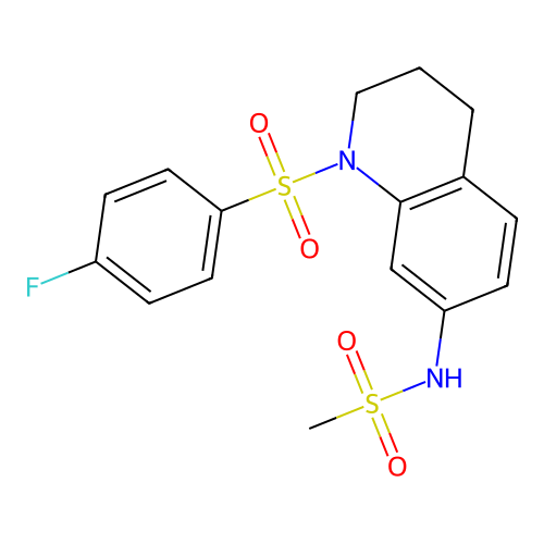 N-[1-(4-fluorophenyl)sulfonyl-3,4-dihydro-2H-quinolin-7-yl]methanesulfonamide structure