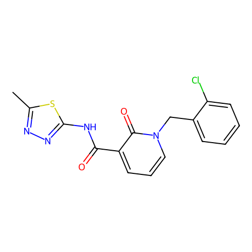 1-(2-chlorobenzyl)-N-(5-methyl-1,3,4-thiadiazol-2-yl)-2-oxo-1,2-dihydropyridine-3-carboxamide structure