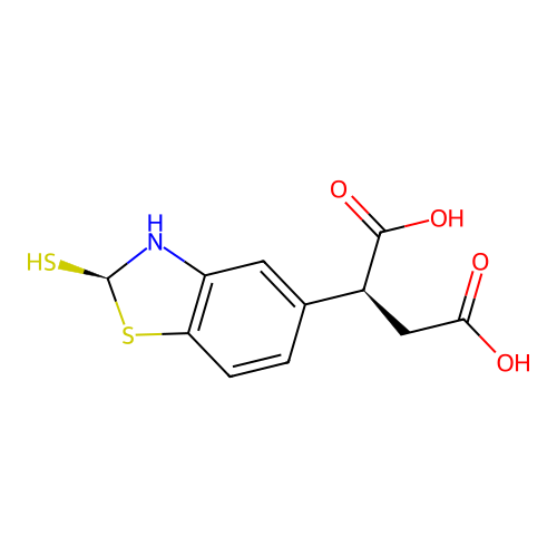 (2S)-2-[(2R)-2-sulfanyl-2,3-dihydro-1,3-benzothiazol-5-yl]butanedioic acid structure