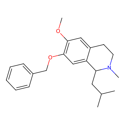 6-methoxy-2-methyl-1-(2-methylpropyl)-7-phenylmethoxy-3,4-dihydro-1H-isoquinoline structure