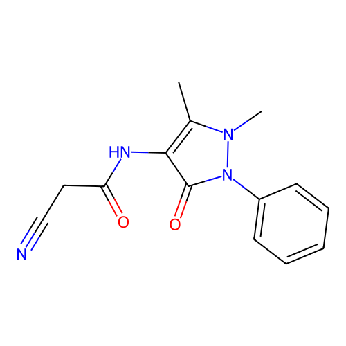 2-cyano-N-(1,5-dimethyl-3-oxo-2-phenyl-2,3-dihydro-1H-pyrazol-4-yl)acetamide structure