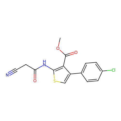 Methyl 4-(4-chlorophenyl)-2-[(cyanoacetyl)amino]thiophene-3-carboxylate structure