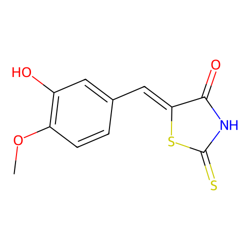 5-[(3-Hydroxy-4-methoxy-phenyl)methylene]-2-thioxo-thiazolidin-4-one structure