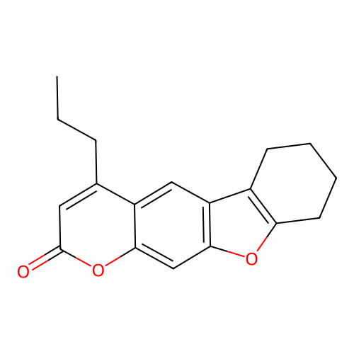 4-propyl-6,7,8,9-tetrahydro-2H-[1]benzofuro[3,2-g]chromen-2-one structure