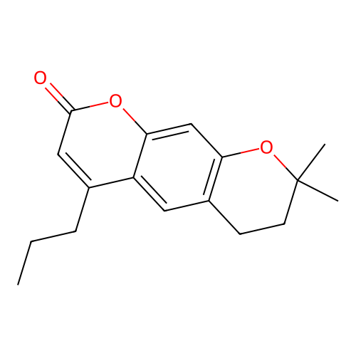 8,8-dimethyl-4-propyl-7,8-dihydro-2H,6H-pyrano[3,2-g]chromen-2-one structure