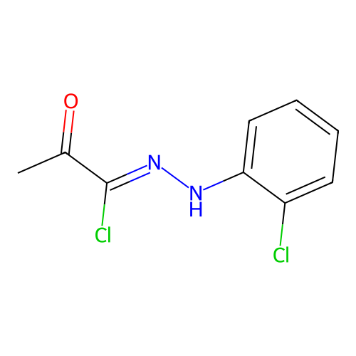 N-(2-chlorophenyl)-2-oxopropanehydrazonoyl chloride structure