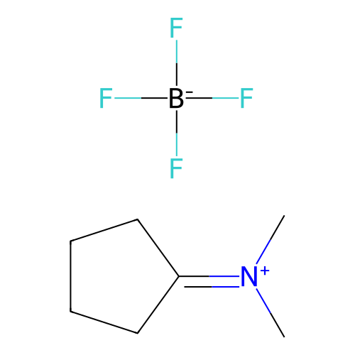 Cyclopentyliden(dimethyl)ammonium tetrafluoroborate structure