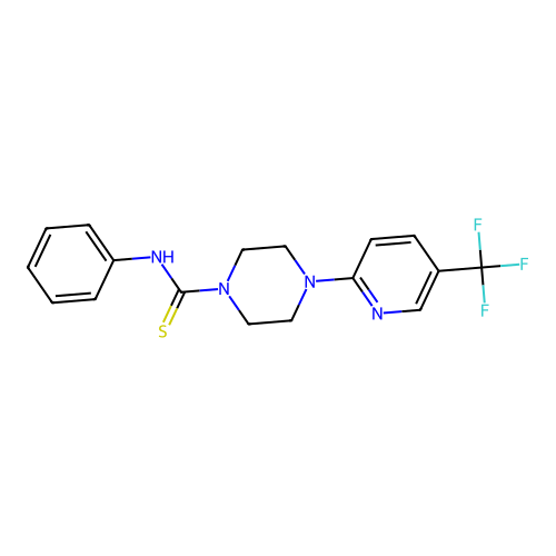 N-phenyl-4-[5-(trifluoromethyl)pyridin-2-yl]piperazine-1-carbothioamide structure