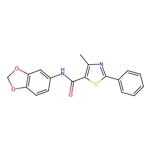 N-(1,3-benzodioxol-5-yl)-4-methyl-2-phenyl-1,3-thiazole-5-carboxamide structure