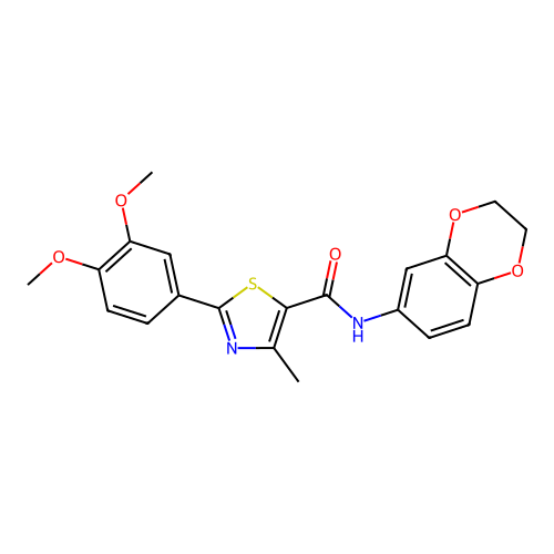 N-(2,3-dihydro-1,4-benzodioxin-6-yl)-2-(3,4-dimethoxyphenyl)-4-methyl-1,3-thiazole-5-carboxamide structure