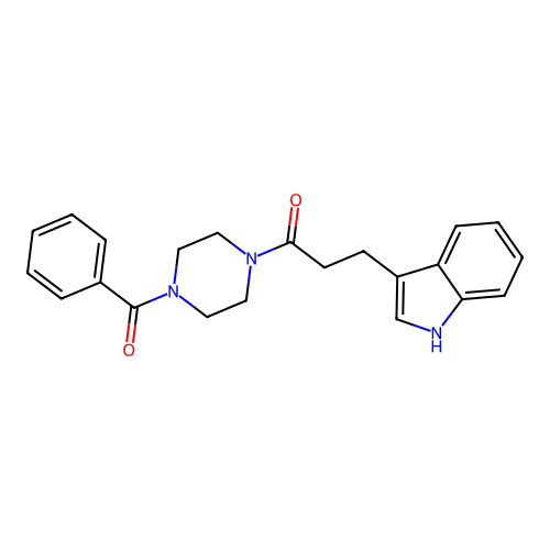 1-(4-benzoylpiperazin-1-yl)-3-(1H-indol-3-yl)propan-1-one structure