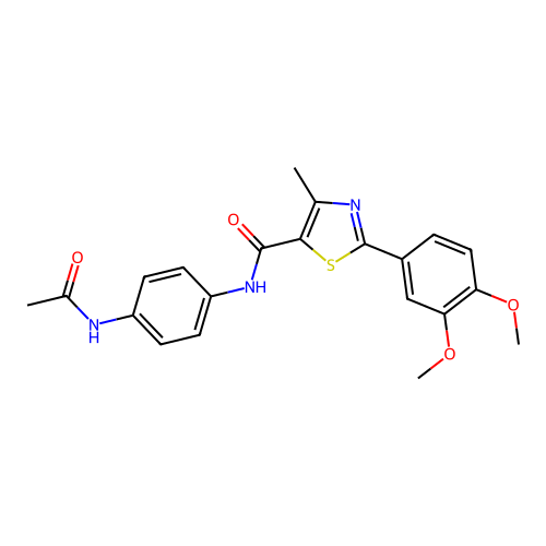 N-(4-acetamidophenyl)-2-(3,4-dimethoxyphenyl)-4-methyl-1,3-thiazole-5-carboxamide structure