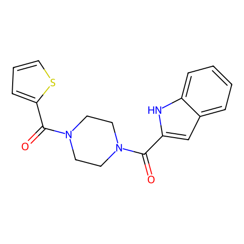 1H-indol-2-yl[4-(thiophen-2-ylcarbonyl)piperazin-1-yl]methanone structure