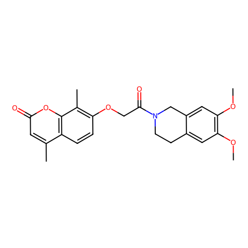 7-(2-(6,7-dimethoxy-3,4-dihydroisoquinolin-2(1H)-yl)-2-oxoethoxy)-4,8-dimethyl-2H-chromen-2-one structure