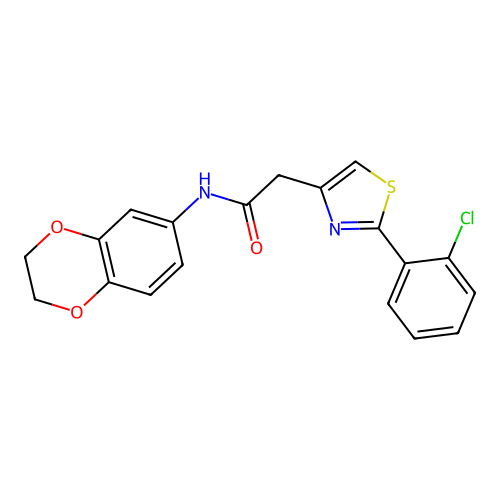 2-[2-(2-chlorophenyl)-1,3-thiazol-4-yl]-N-(2,3-dihydro-1,4-benzodioxin-6-yl)acetamide structure