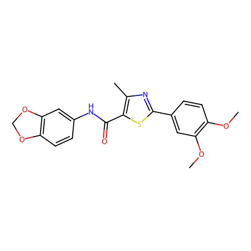 N-(1,3-benzodioxol-5-yl)-2-(3,4-dimethoxyphenyl)-4-methyl-1,3-thiazole-5-carboxamide structure