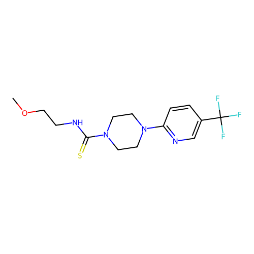 N-(2-methoxyethyl)-4-[5-(trifluoromethyl)pyridin-2-yl]piperazine-1-carbothioamide structure