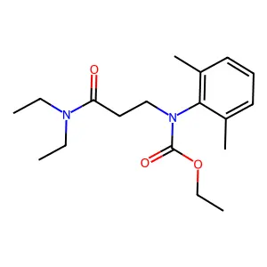 Carbanilic acid, N-(2-(diethylcarbamoyl)ethyl)-2,6-dimethyl-, ethyl ester structure