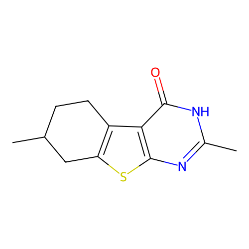(1)Benzothieno(2,3-d)pyrimidin-4(1H)-one, 5,6,7,8-tetrahydro-2,7-dimethyl- structure