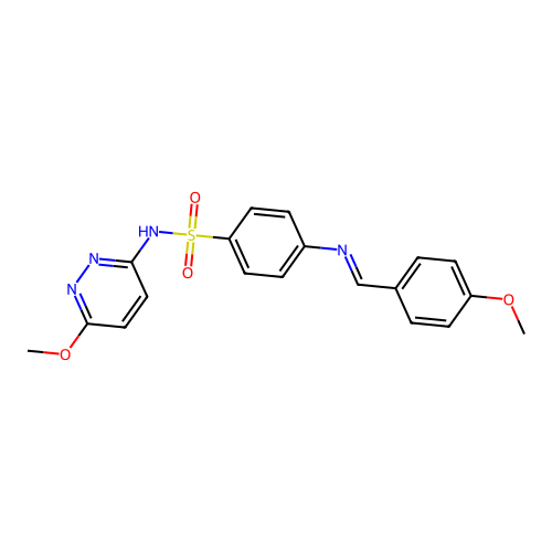 (E)-4-((4-methoxybenzylidene)amino)-N-(6-methoxypyridazin-3-yl)benzenesulfonamide structure
