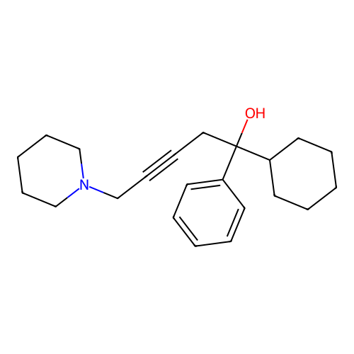 1-Cyclohexyl-1-phenyl-5-piperidin-1-ylpent-3-yn-1-ol structure
