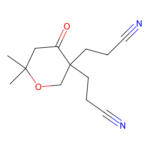 2H-Pyran-3,3(4H)-dipropanenitrile, dihydro-6,6-dimethyl-4-oxo- structure