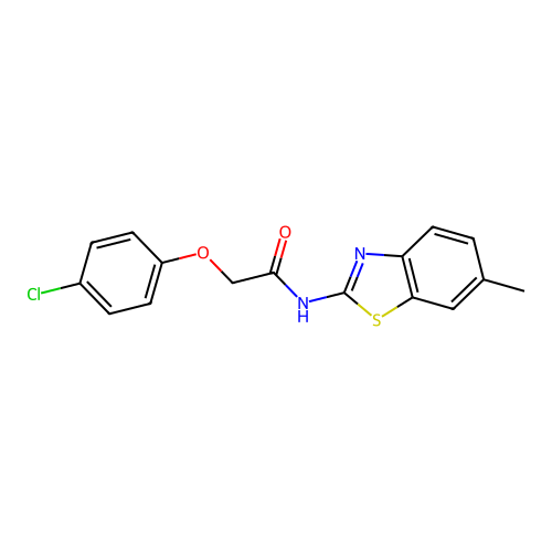 2-(4-chlorophenoxy)-N-(6-methyl-1,3-benzothiazol-2-yl)acetamide structure