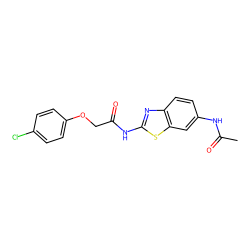 2-(4-chlorophenoxy)-N-(6-acetamido-1,3-benzothiazol-2-yl)acetamide structure