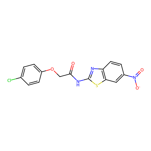 2-(4-chlorophenoxy)-N-(6-nitro-1,3-benzothiazol-2-yl)acetamide structure