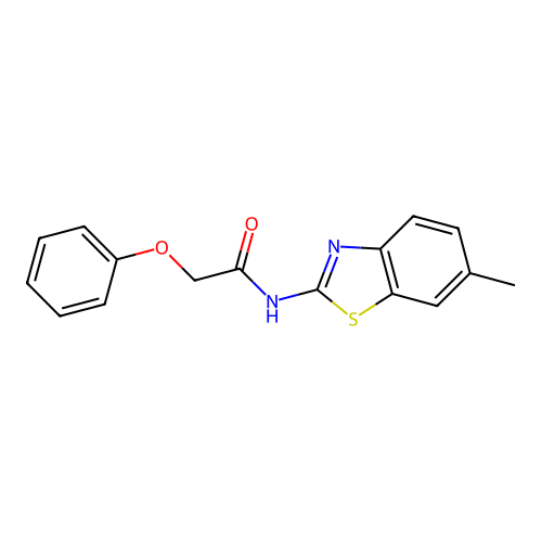 N-(6-methyl-1,3-benzothiazol-2-yl)-2-phenoxyacetamide structure