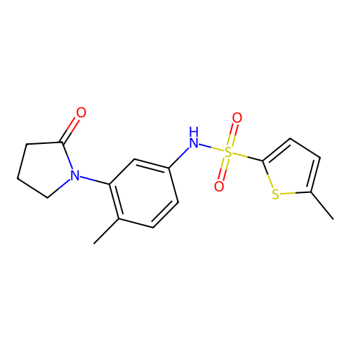 5-methyl-N-[4-methyl-3-(2-oxopyrrolidin-1-yl)phenyl]thiophene-2-sulfonamide structure