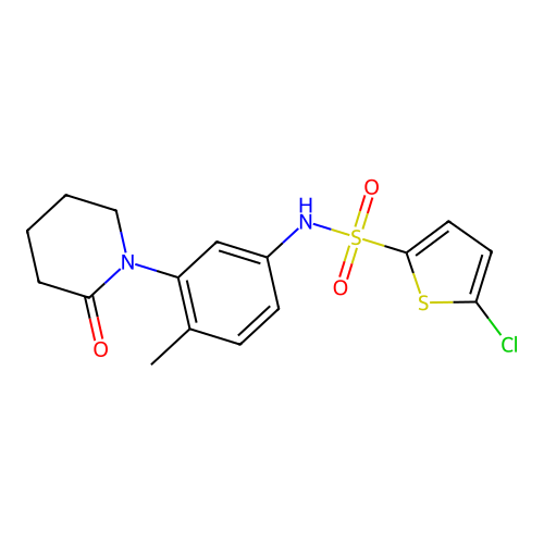 5-chloro-N-[4-methyl-3-(2-oxopiperidin-1-yl)phenyl]thiophene-2-sulfonamide structure