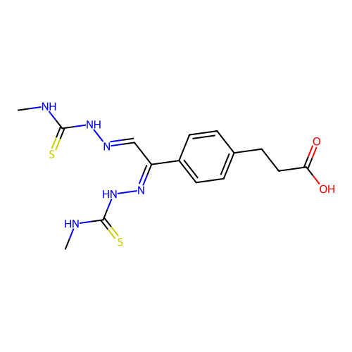 4-Carboxyethylphenylglyoxal-bis(N-methylthiosemicarbazone) structure