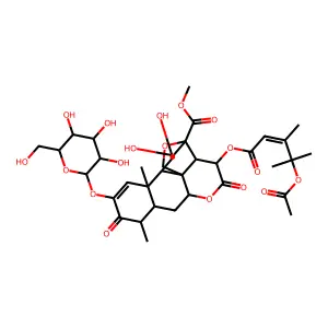 methyl (1R,2S,3R,6R,8S,9S,13S,14R,15R,16S)-3-{[(2E)-4-(acetyloxy)-3,4-dimethylpent-2-enoyl]oxy}-15,16-dihydroxy-9,13-dimethyl-4,10-dioxo-11-{[(2S,3R,4S,5S,6R)-3,4,5-trihydroxy-6-(hydroxymethyl)oxan-2-yl]oxy}-5,18-dioxapentacyclo[12.5.0.0(1),?.0(2),(1)?.0?,(1)(3)]nonadec-11-ene-17-carboxylate structure