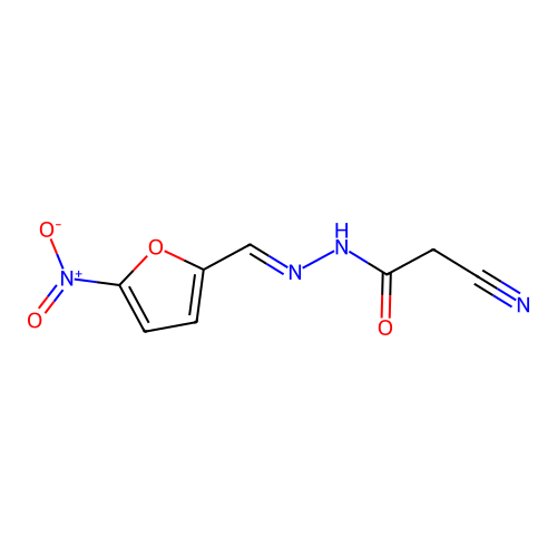 2-cyano-N-[(5-nitrofuran-2-yl)methylideneamino]acetamide structure
