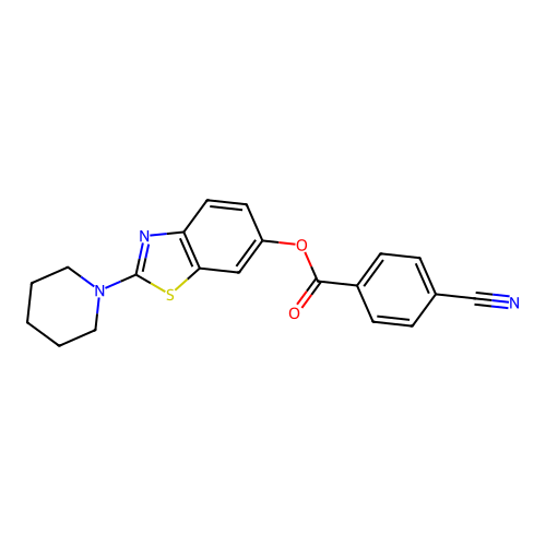 2-(Piperidin-1-yl)benzo[d]thiazol-6-yl 4-cyanobenzoate structure
