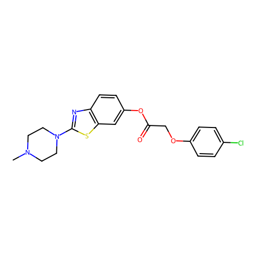 2-(4-Methylpiperazin-1-yl)benzo[d]thiazol-6-yl 2-(4-chlorophenoxy)acetate structure