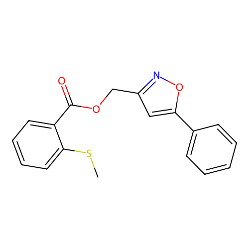 (5-Phenylisoxazol-3-yl)methyl 2-(methylthio)benzoate structure
