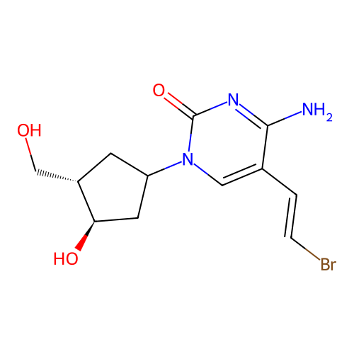 Carbocyclic 5-(2-bromovinyl)-2'-deoxycytidine structure